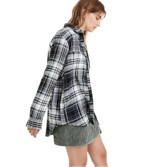 MADEWELL | Midnight Green Flannel Sunday Shirt in Cronston Plaid Size S - Picture 2 of 11
